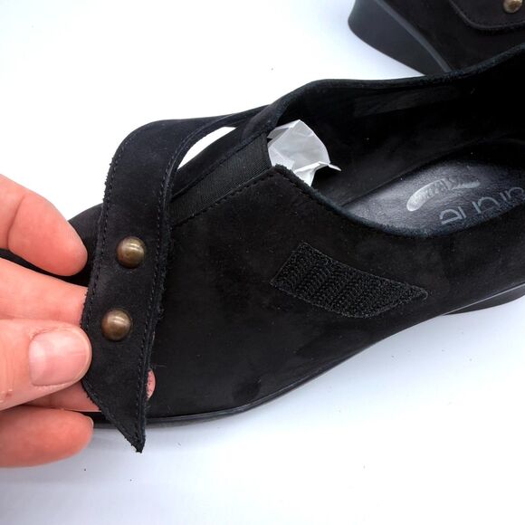 Arche Black Nubuck Wedge Slip On Loafers Hook and Loop Women's Size 8 EU 39 - Picture 2 of 9